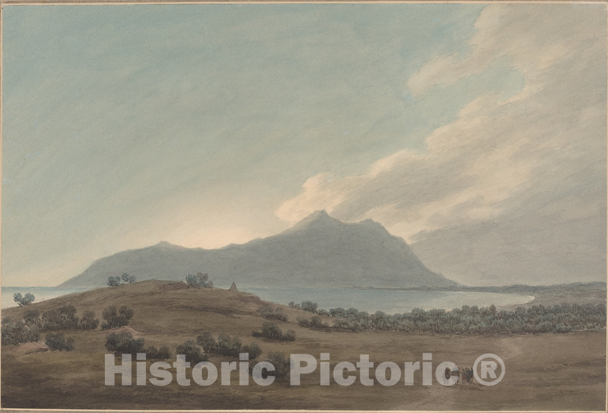 Art Print : John Robert Cozens, Monte Circeo at Sunset, 1780s - Vintage Wall Art