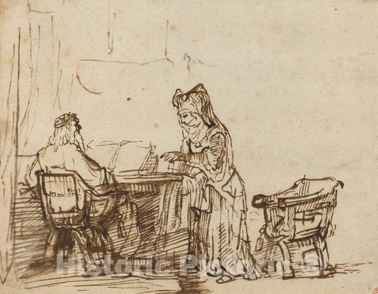 Art Print : Rembrandt, Hannah Rejecting The Reproaches of The Prophet Eli - Vintage Wall Art