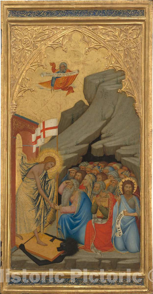 Art Print : Vanni, Scenes from The Passion of Christ: The Descent into Limbo [Right Panel], 1380s - Vintage Wall Art