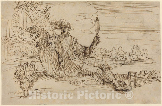 Art Print : Francesco Brizio, an Elegant Young Man Personifying Vanity - Vintage Wall Art