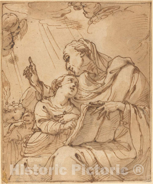 Art Print : Ubaldo Gandolfi, The Education of The Virgin - Vintage Wall Art