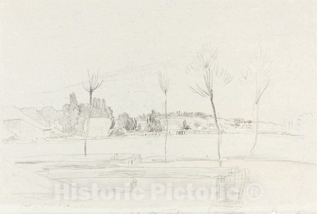 Art Print : John Linnell, Landscape in Hertfordshire, 1814 - Vintage Wall Art