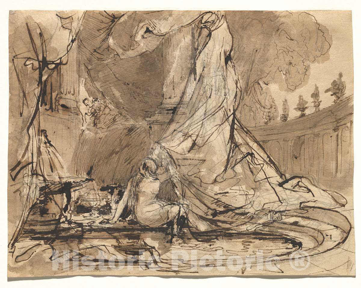 Art Print : Carl Blechen, David and Bathsheba, c.1827 - Vintage Wall Art