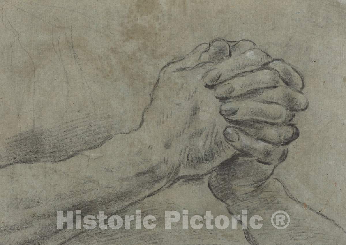 Art Print : Giacomo Cavedone, Clasped Hands [Verso], c. 1612 - Vintage Wall Art