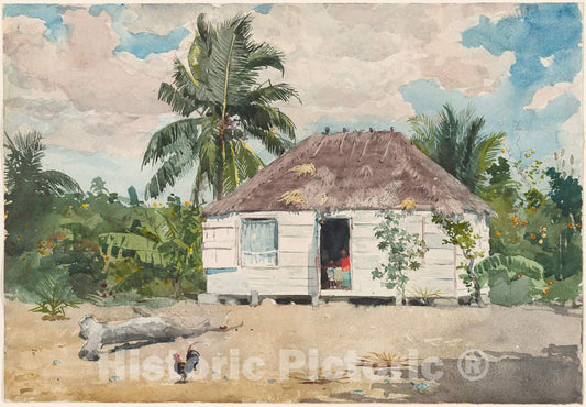 Art Print : Winslow Homer, Native hut at Nassau, 1885 - Vintage Wall Art