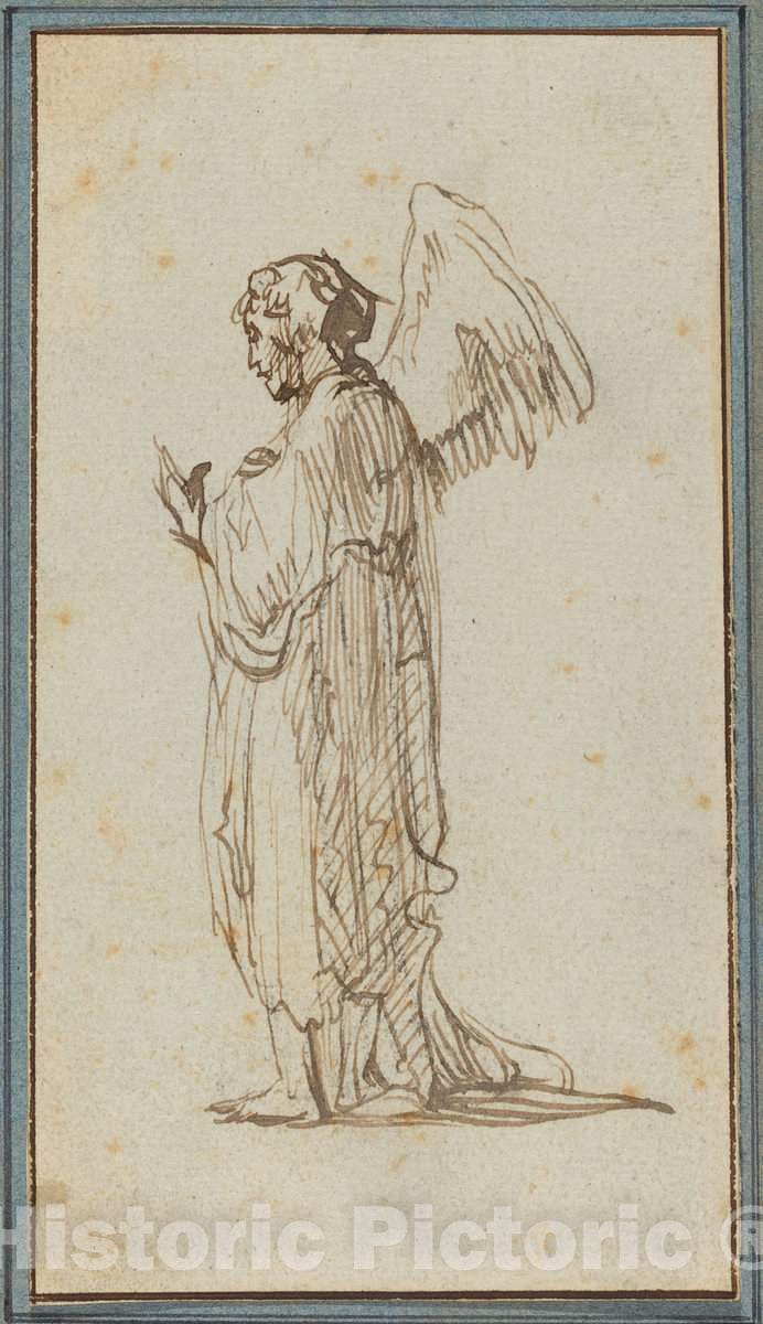 Art Print : Rembrandt, Angel Standing - Vintage Wall Art