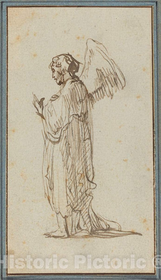 Art Print : Rembrandt, Angel Standing - Vintage Wall Art