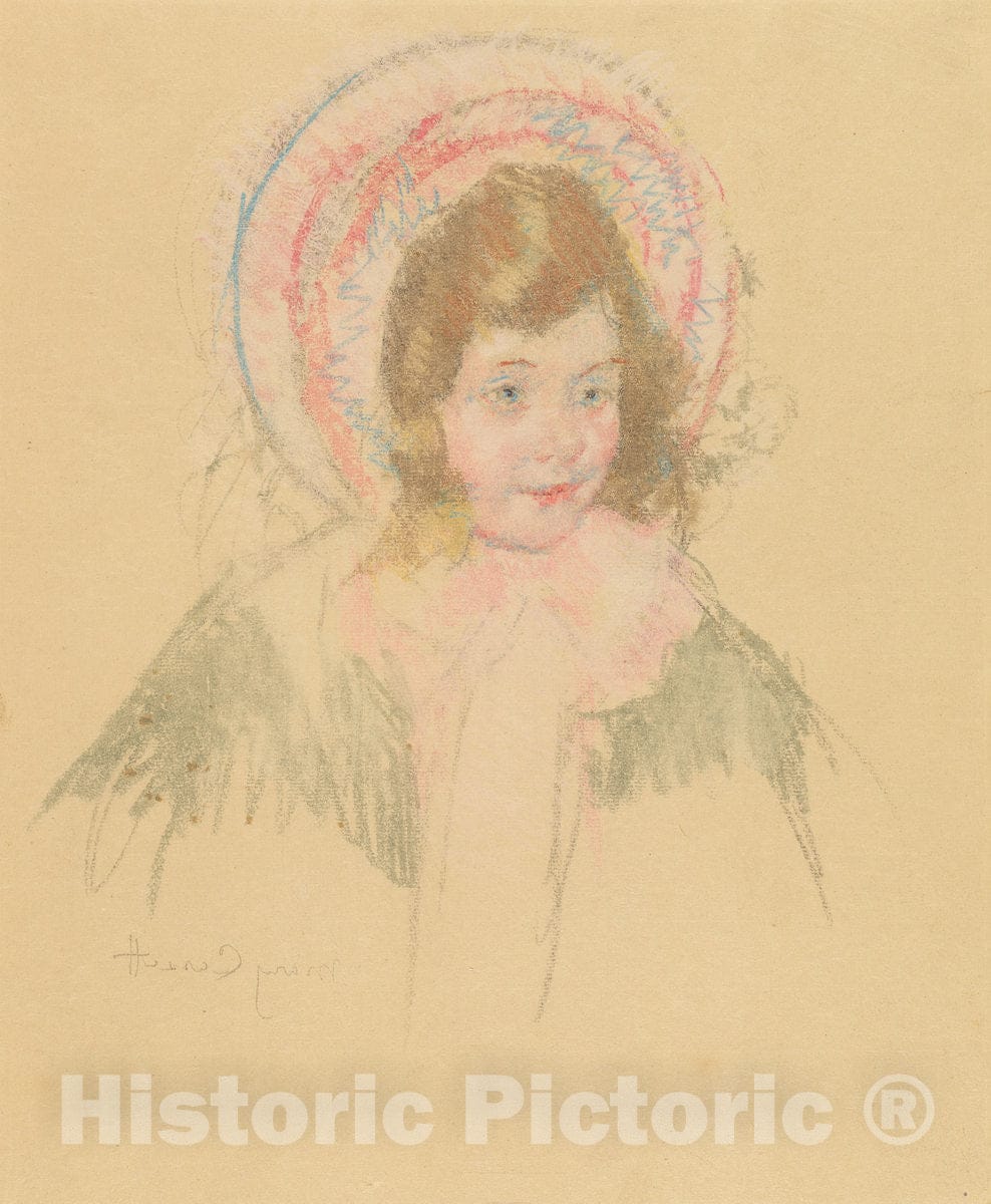 Art Print : Mary Cassatt, Sara Wearing a Bonnet and Coat, c.1905 - Vintage Wall Art