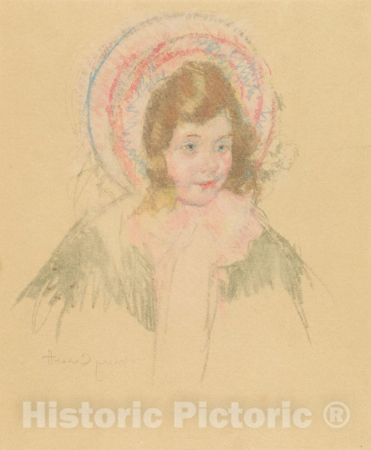 Art Print : Mary Cassatt, Sara Wearing a Bonnet and Coat, c.1905 - Vintage Wall Art