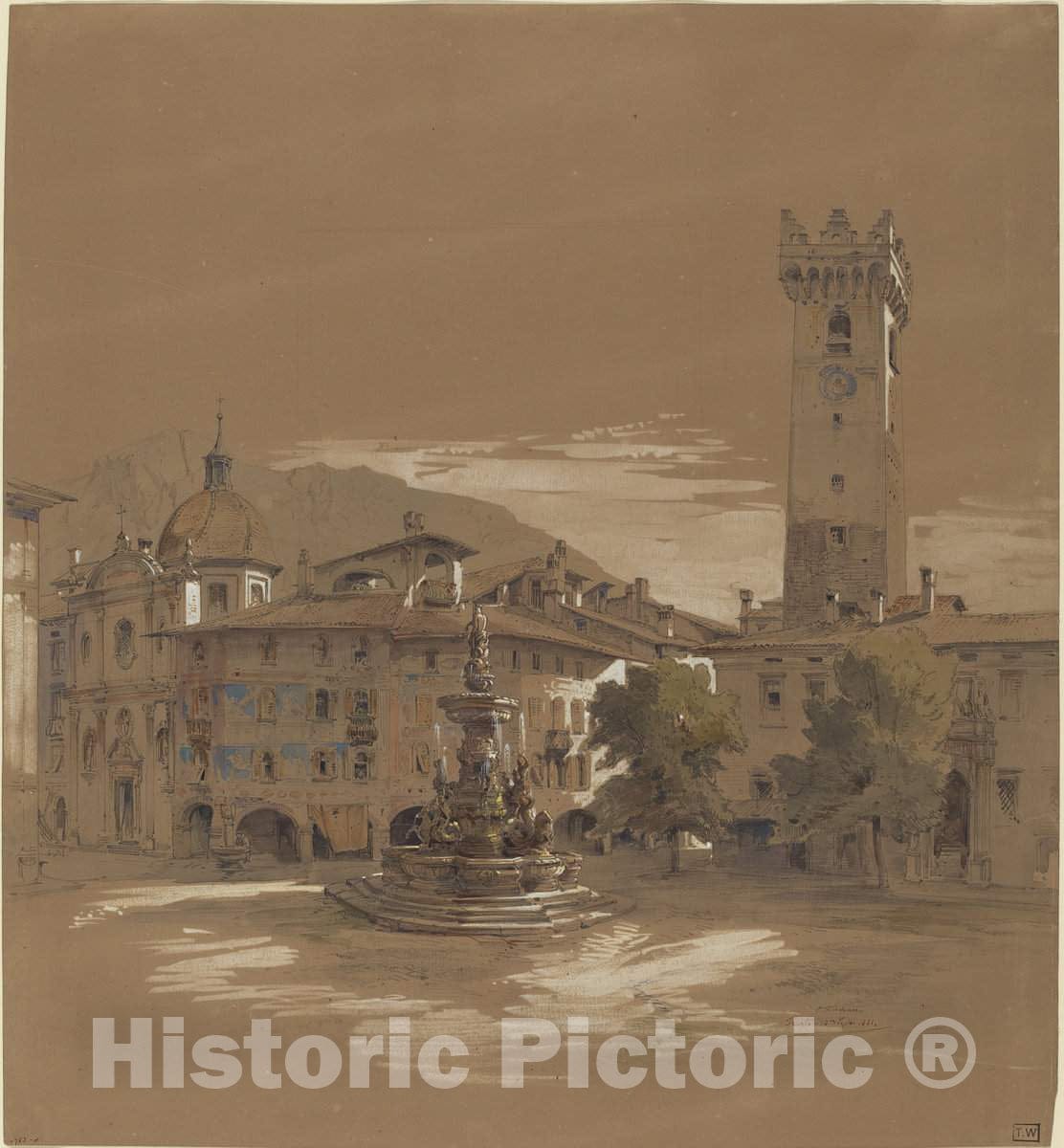 Art Print : Albert Emil Kirchner, View of Trento - Vintage Wall Art