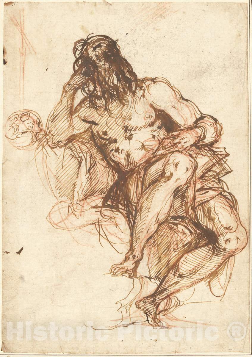 Art Print : Alessandro Maganza, Saint Jerome - Vintage Wall Art