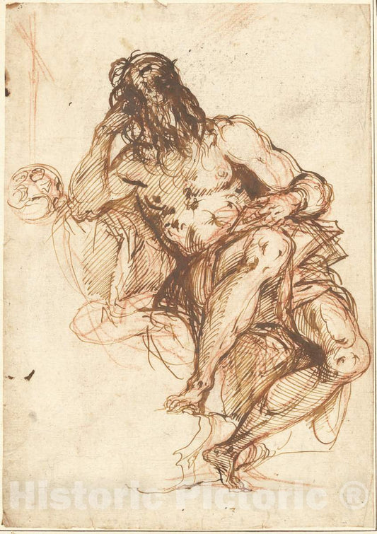 Art Print : Alessandro Maganza, Saint Jerome - Vintage Wall Art