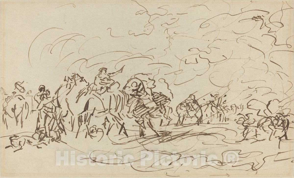 Art Print : Johann Zoffany, Sandstorm in The Desert Overtaking a Caravan, c.1786 - Vintage Wall Art