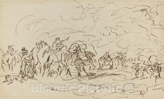 Art Print : Johann Zoffany, Sandstorm in The Desert Overtaking a Caravan, c.1786 - Vintage Wall Art