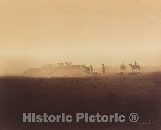 Art Print : Gustave Le Gray, Cavalry Maneuvers, Camp de ChÃ¢lons, 1857 - Vintage Wall Art