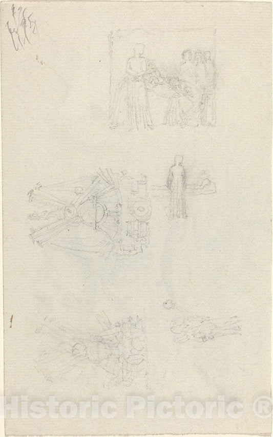 Art Print : John Flaxman, Sheet of Studies [Recto and Verso] - Vintage Wall Art