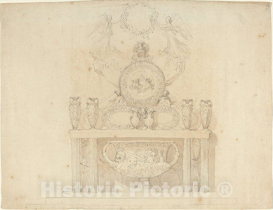 Art Print : John Flaxman, Study for Decorations of Buckingham Palace - Vintage Wall Art