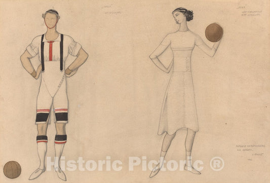 Art Print : Lev Samoilovich Bakst, Costume Study for Jeux, 1913 - Vintage Wall Art