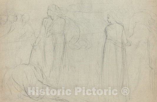Art Print : William Blake, Sketch of a Swordsman Standing Over His Defeated Opponent [Verso], c.1783 - Vintage Wall Art