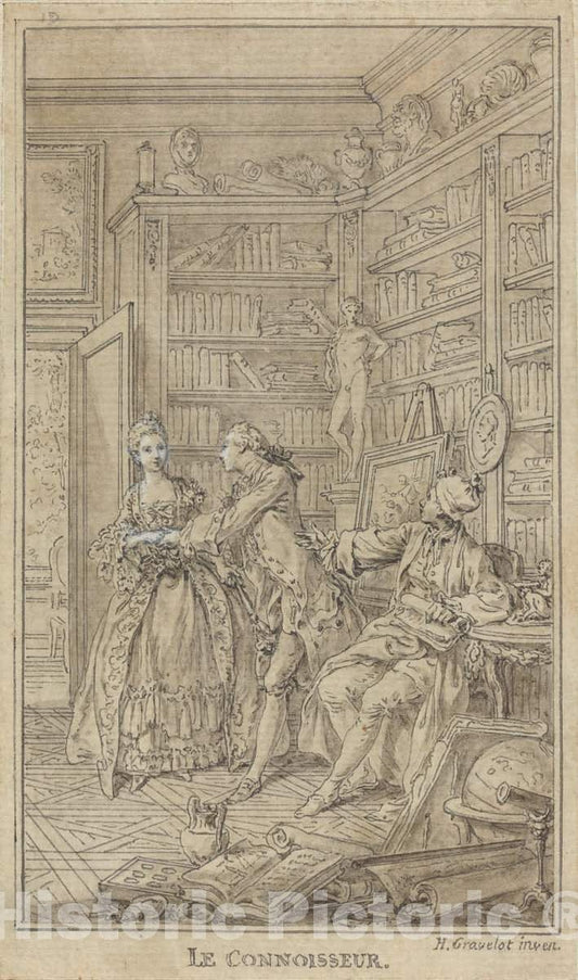 Art Print : Hubert FranÃ§ois Gravelot, Le Connoisseur, 1765 - Vintage Wall Art