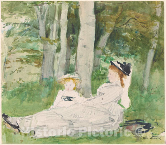 Art Print : Berthe Morisot, at The Edge of The Forest (Edma and Jeanne), c. 1872 - Vintage Wall Art