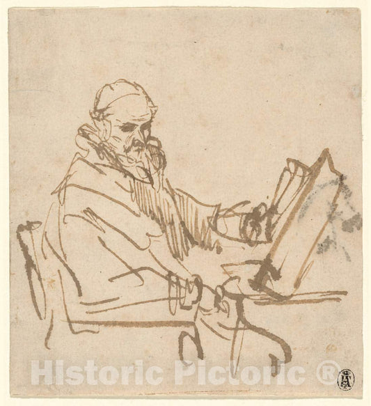 Art Print : Rembrandt, Jan Cornelisz Sylvius, The Preacher, c.1645 - Vintage Wall Art