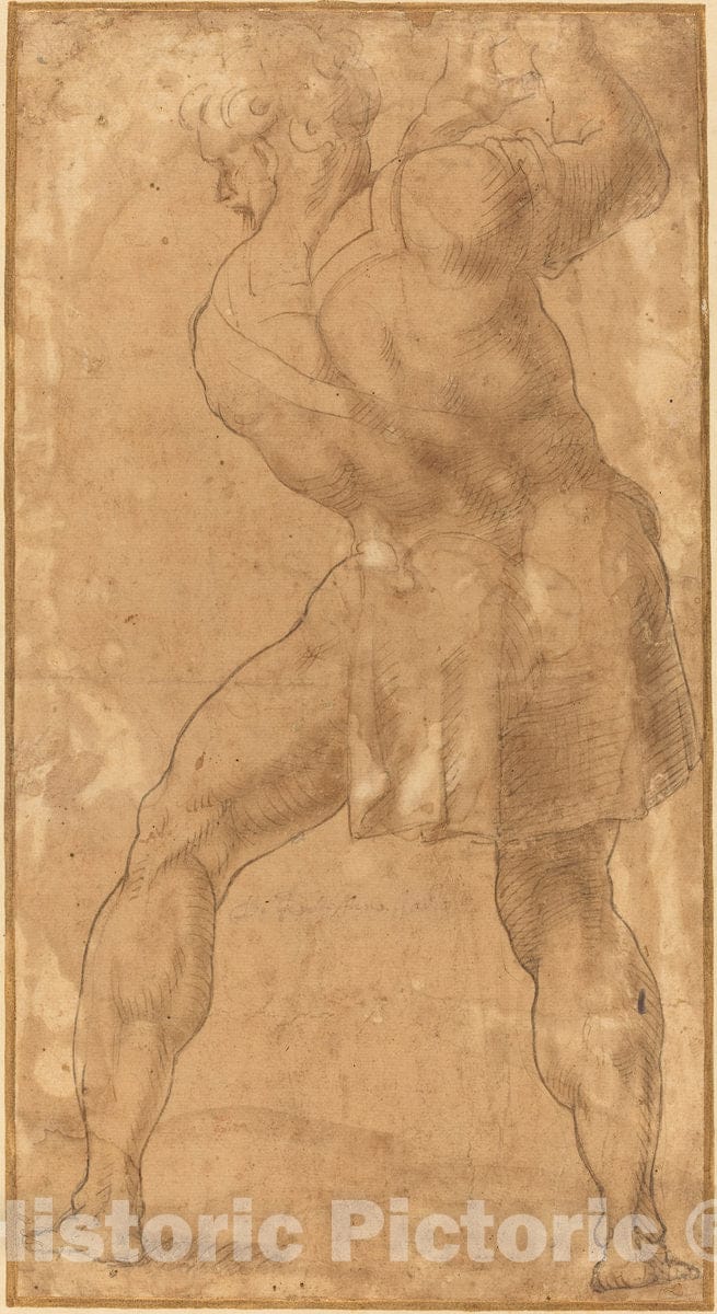 Art Print : Polidoro da Caravaggio, Figure of a Man - Vintage Wall Art