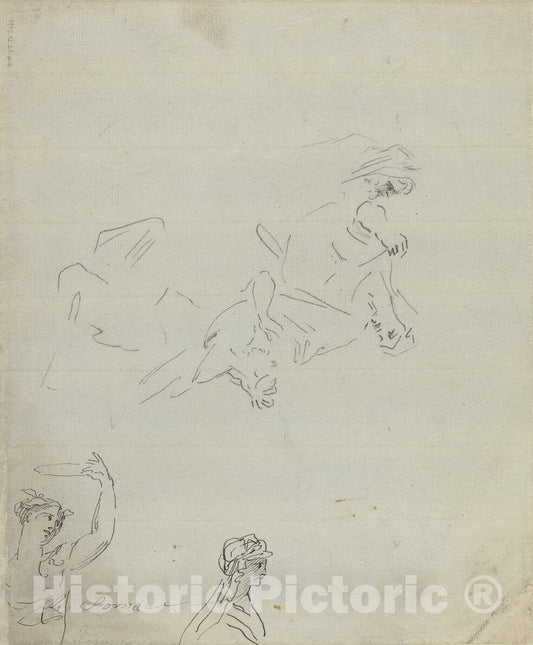 Art Print : Giovanni Battista Cipriani, Figure Studies [Verso] - Vintage Wall Art