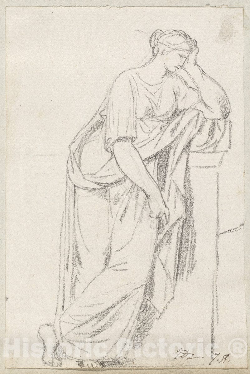 Art Print : Jacques-Louis David, A Muse from The Sarcophagus of The Muses, c.1775 - Vintage Wall Art
