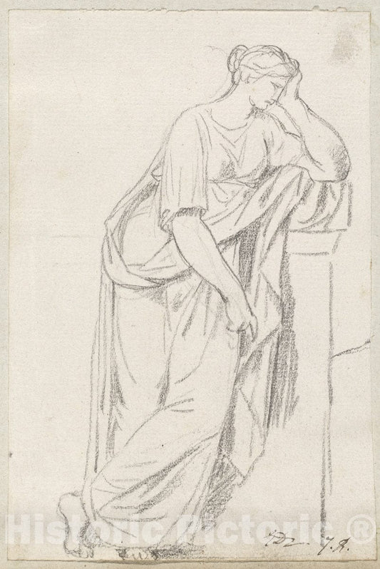 Art Print : Jacques-Louis David, A Muse from The Sarcophagus of The Muses, c.1775 - Vintage Wall Art