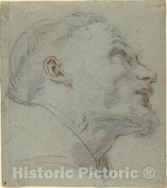 Art Print : Guido Reni, Head of Saint Francis, Before c. 1632 - Vintage Wall Art