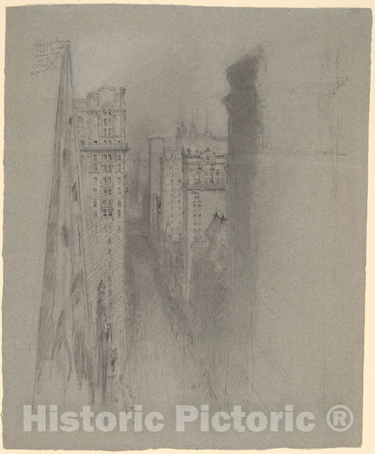 Art Print : Stanford White, North on Broadway from Trinity Church, c. 1900 - Vintage Wall Art