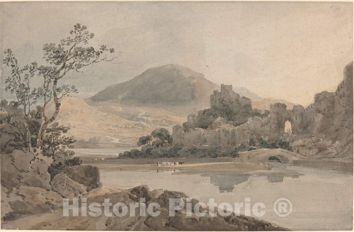 Art Print : Thomas Girtin, Conway Castle, North Wales, c. 1800 - Vintage Wall Art