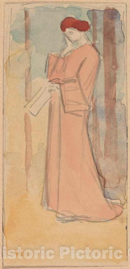 Art Print : Charles Sprague Pearce, Study for a Panel, c.1894 - Vintage Wall Art