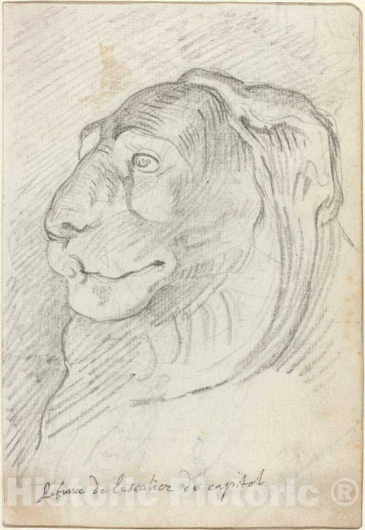 Art Print : Augustin Pajou, Lion's Head from The Capitoline Staircase, c.1754 - Vintage Wall Art