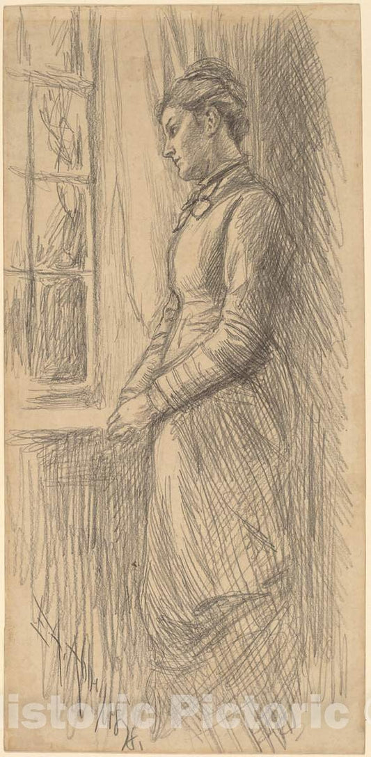 Art Print : Edwin Austin Abbey, Solitude: Miss Vesta Rollinstall, 1878 - Vintage Wall Art