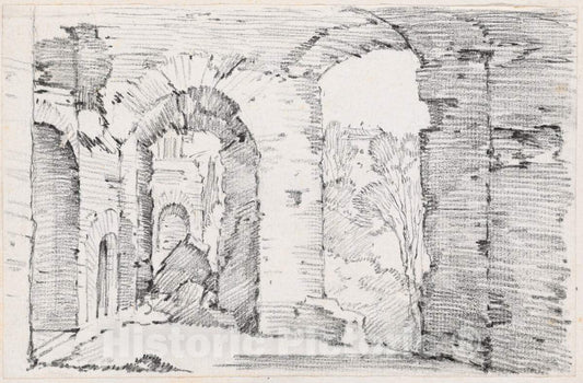 Art Print : Joseph-Marie Vien, Arched Passageways of a Ruined Building, c.1747 - Vintage Wall Art