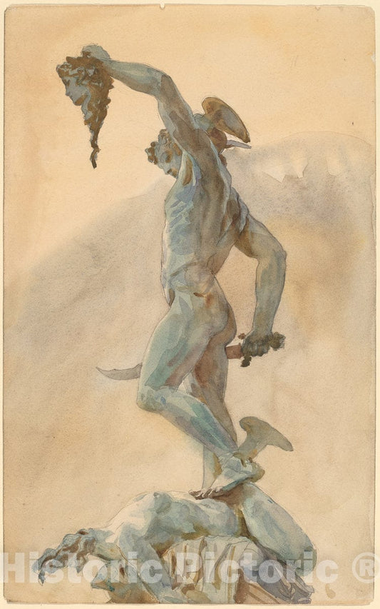 Art Print : Sketch of Cellini's "Perseus",  John Singer Sargent -  Vintage Wall Art