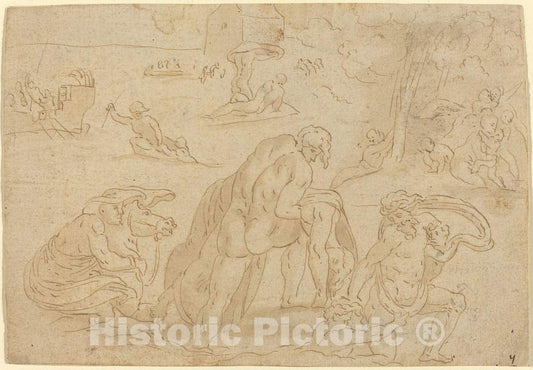 Art Print : Raphael, The Deluge, from The Loggia of The Vatican - Vintage Wall Art