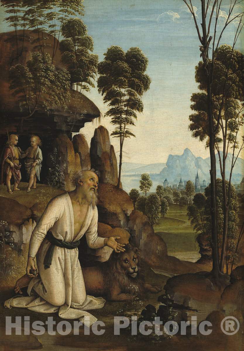 Art Print : Pietro Perugino, Saint Jerome in The Wilderness, c.1495 - Vintage Wall Art