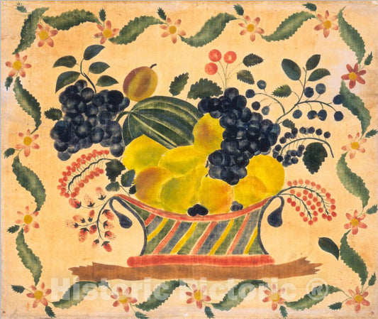 Art Print : Basket of Fruit, c. 1830 - Vintage Wall Art