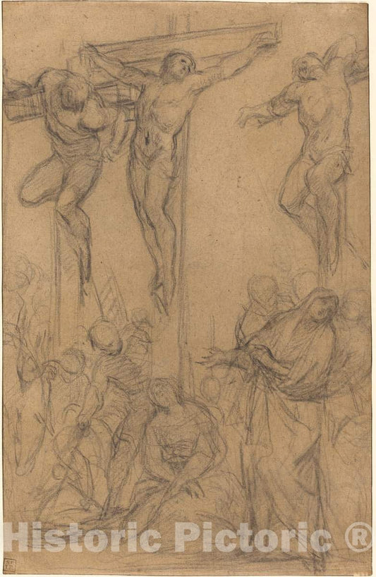 Art Print : Giovanni Battista Naldini, The Crucifixion - Vintage Wall Art