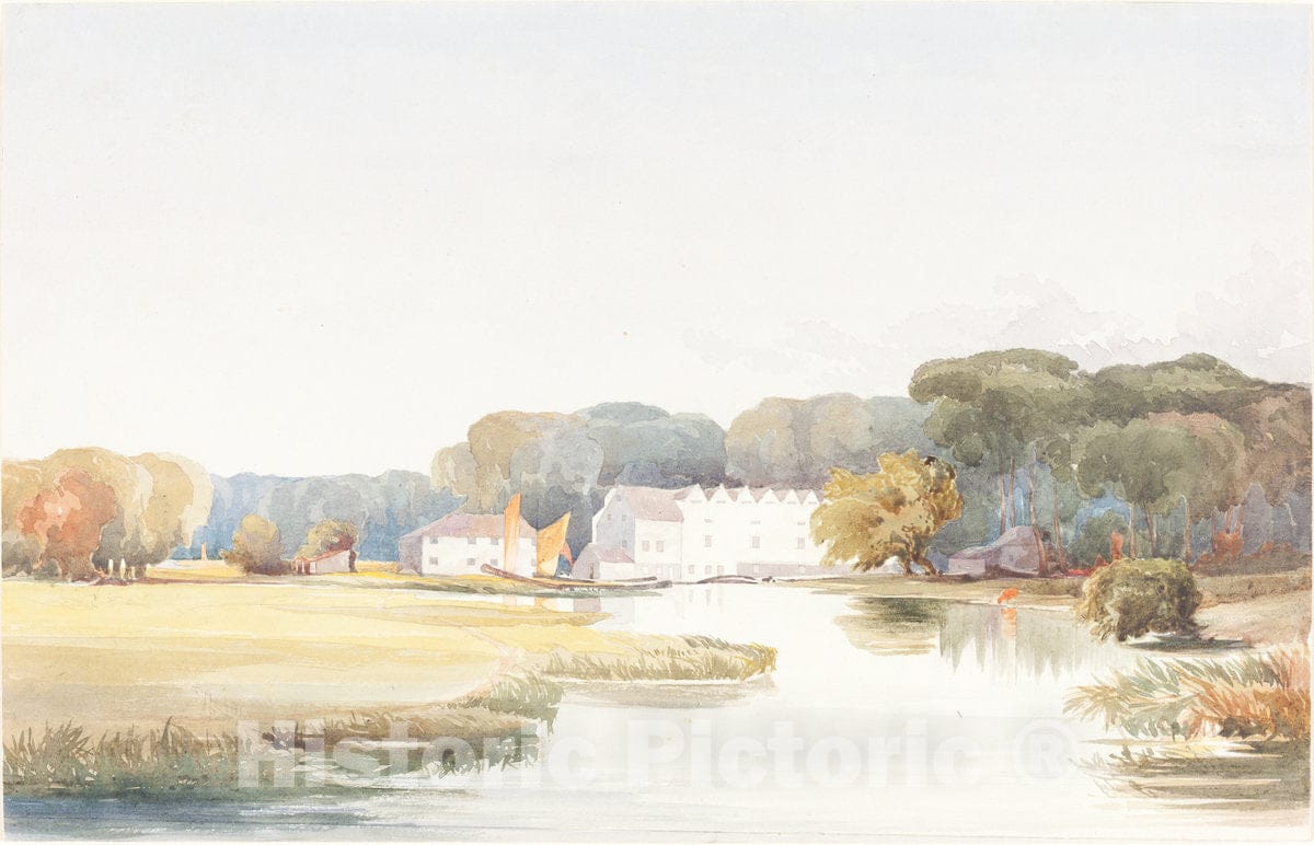 Art Print : Bulwer, Horstead Mill on The River Bure, Norfolk, c.1839 - Vintage Wall Art