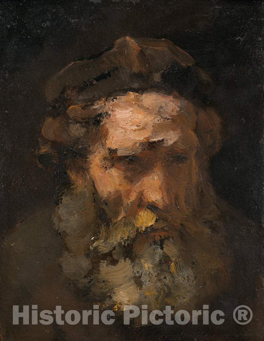 Art Print : Rembrandt, Head of Saint Matthew, 1660s - Vintage Wall Art