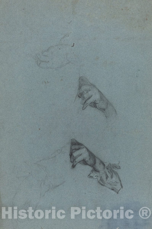 Art Print : Allan Ramsay, Hand Studies [Verso] - Vintage Wall Art