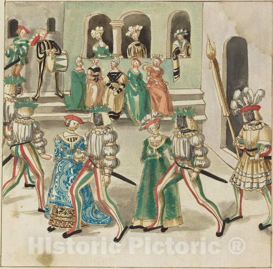 Art Print : Masquerade, c. 1515 - Vintage Wall Art