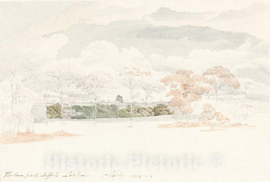 Art Print : Cornelius Varley, Henham Park, Suffolk, c.1802 - Vintage Wall Art