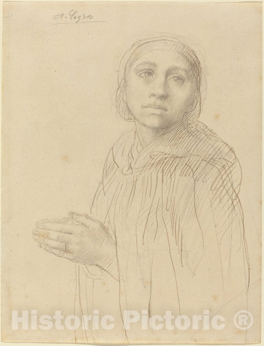 Art Print : Alphonse Legros, Study of Woman Praying - Vintage Wall Art