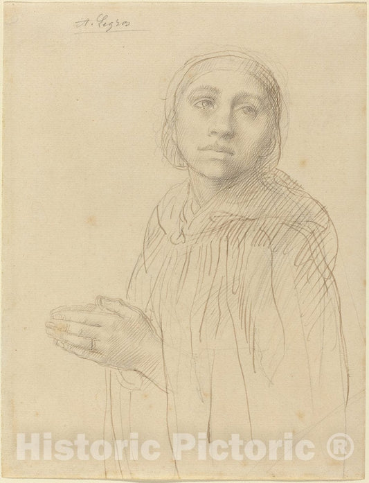 Art Print : Alphonse Legros, Study of Woman Praying - Vintage Wall Art