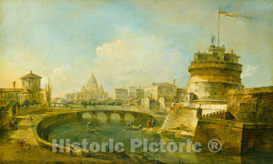Art Print : Francesco Guardi, Fanciful View of The Castel Sant'Angelo, Rome, c. 1785 - Vintage Wall Art